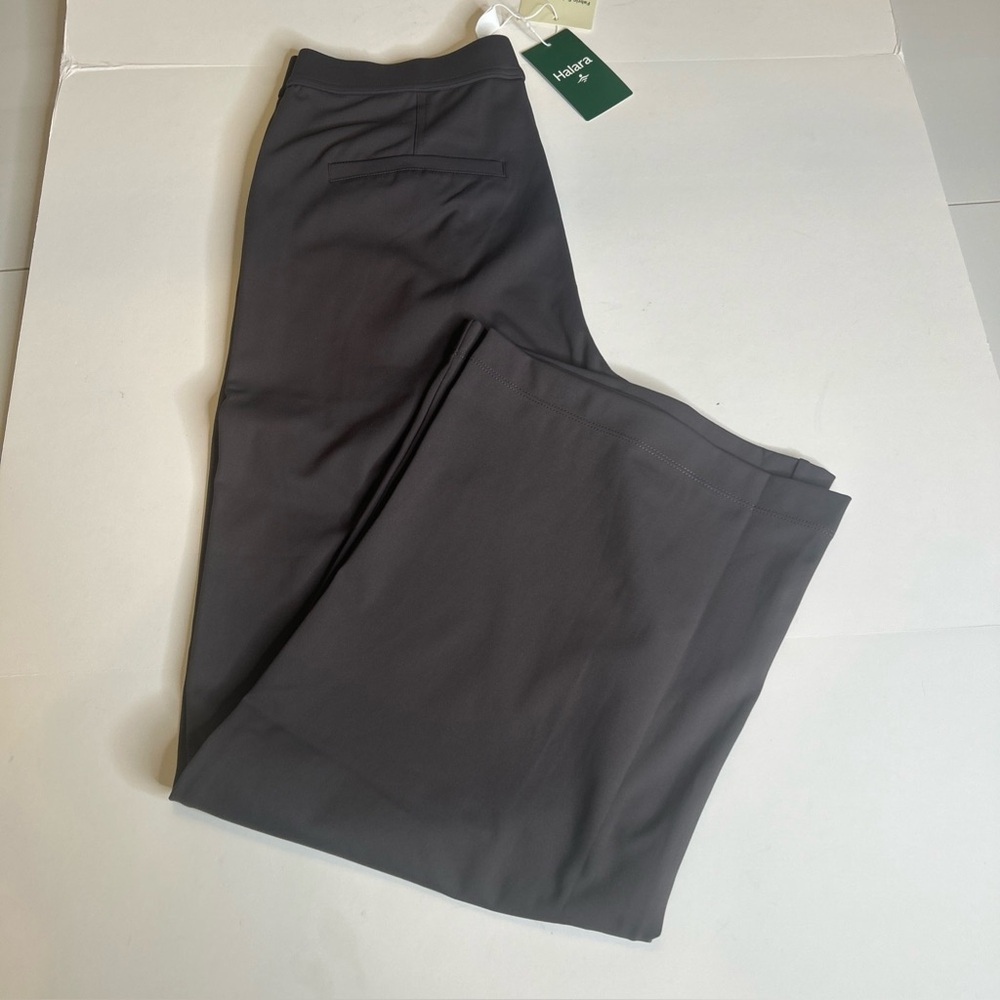 Halara Pleated High Waist Wide Leg Pull On Stretch Pants Medium Petite Gray - Picture 9 of 16